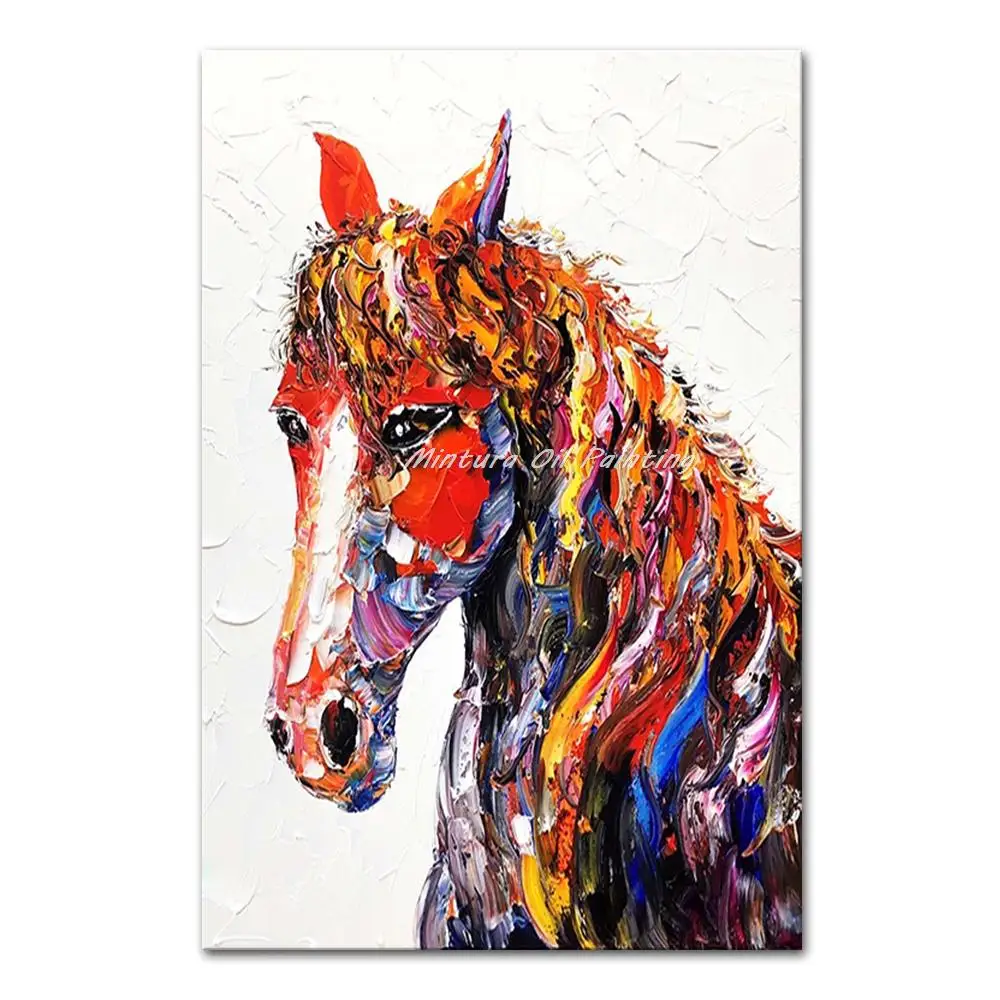 

Mintura,Hand-Painted Handmade Oil Paintings on Canvas,The Various Forms Horse Wall Art,for Living Room Office Decoration Artwork