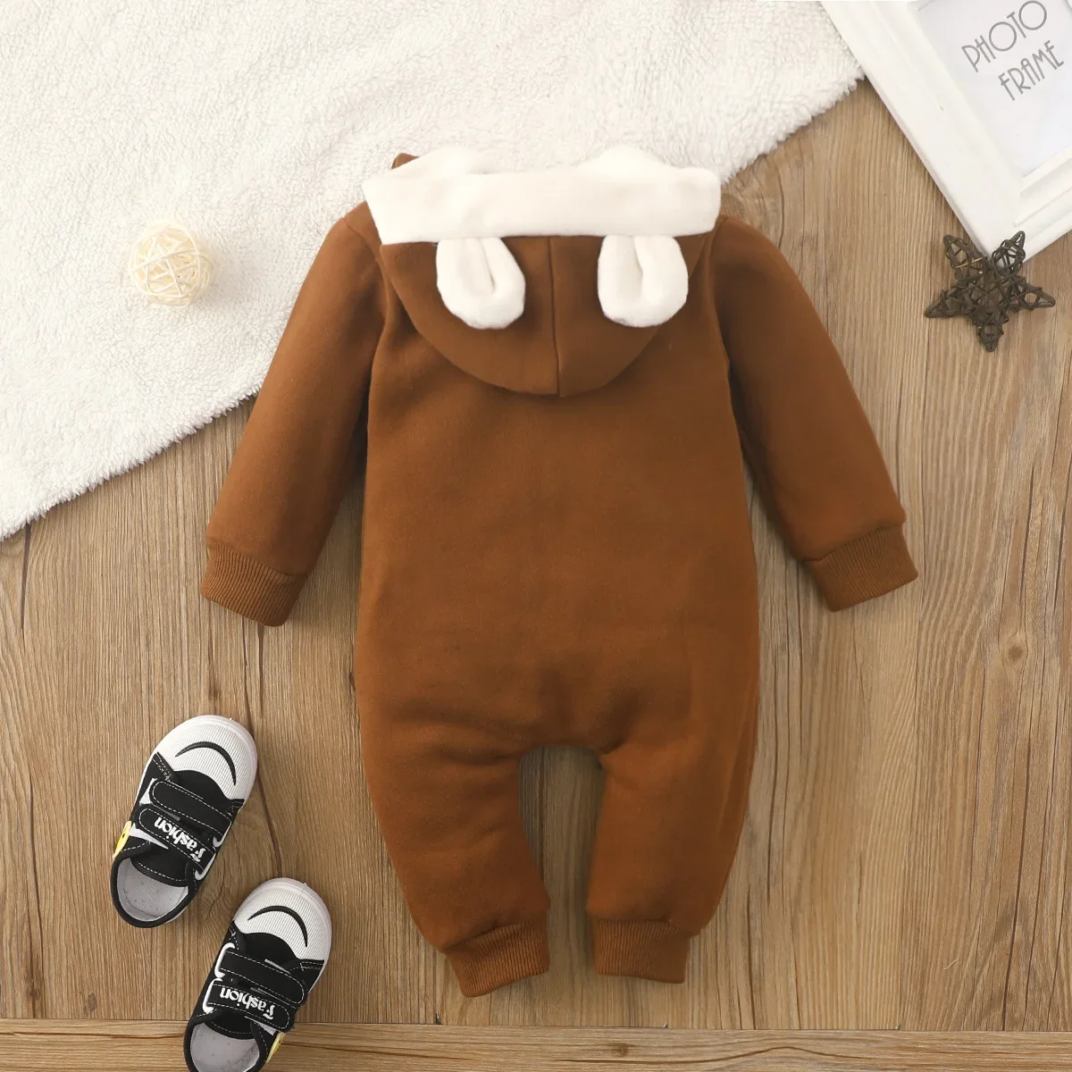 Autumn Spring Newborn Baby Romper Boys Girls Lovely Ears Hooded Long Sleeve Infant Bodysuit Warm Jumpsuit Toddler Girl Clothes 2