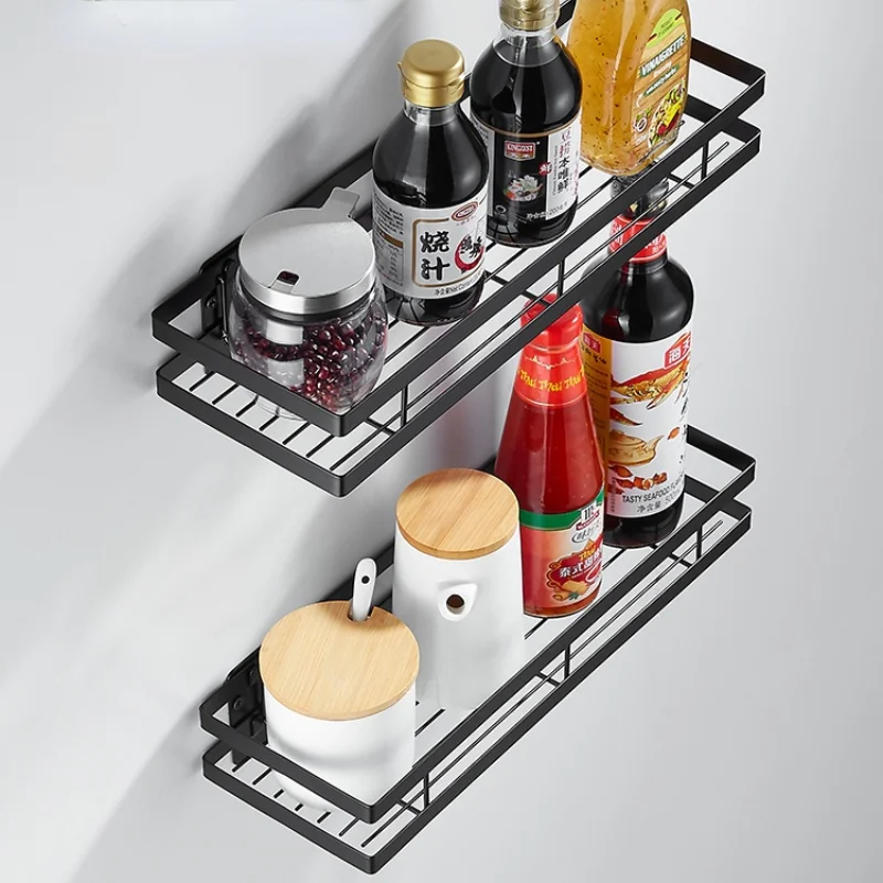 Kitchen Shelf Spice Rack Free Perforation Wall-mounted Seasoning Supplies Household Oil, Salt and Vinegar Storage