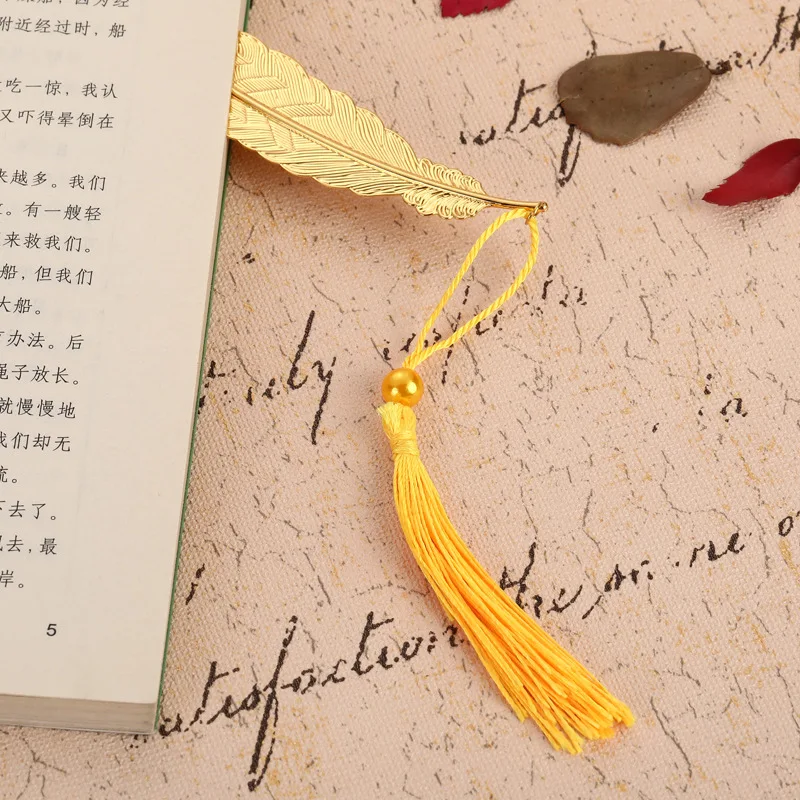 Metal bookmark bookmark page holder bookmark holder cute pendant school teacher child gift pretty stationery award boxed brass leaf vein tassel butterfly book marks