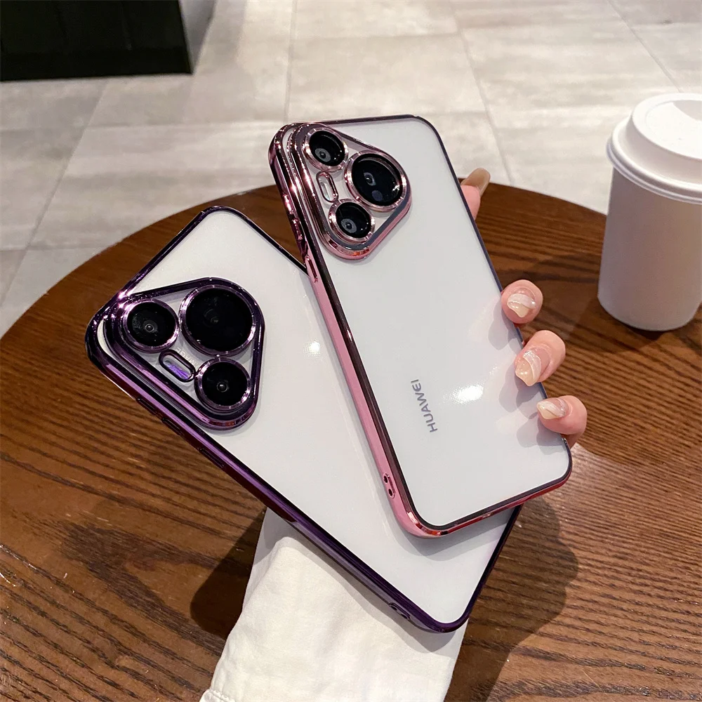 Transparent Plating Camera Protection Silicone Case For Huawei P70 Ultra Pura 70 Pro Shockproof Glass Soft TPU Clear Phone Cover_voghion.com