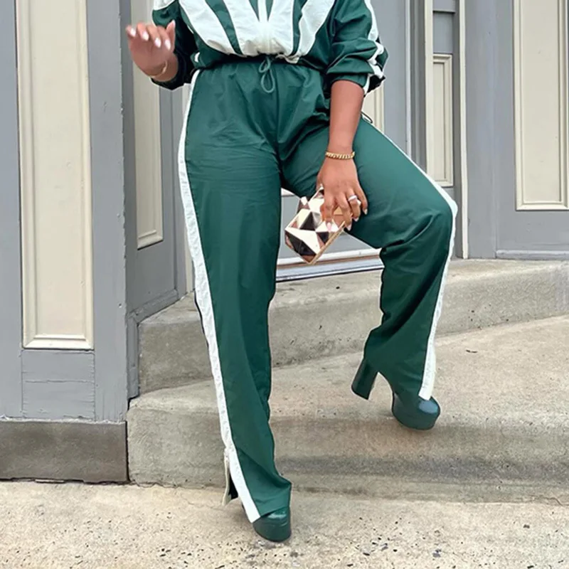 Street Style Color Patchwork Woven Cargo Lightweight Pants Cross Border Low Waist Ribbon Color Straight Casual Pants