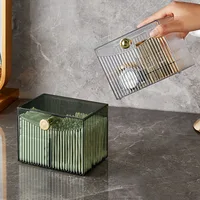 Cotton Swab Storage Box Desktop Dust-Proof Transparent Jewelry Box Makeup Removal Cotton Storage Organizer Lipstick Container 2
