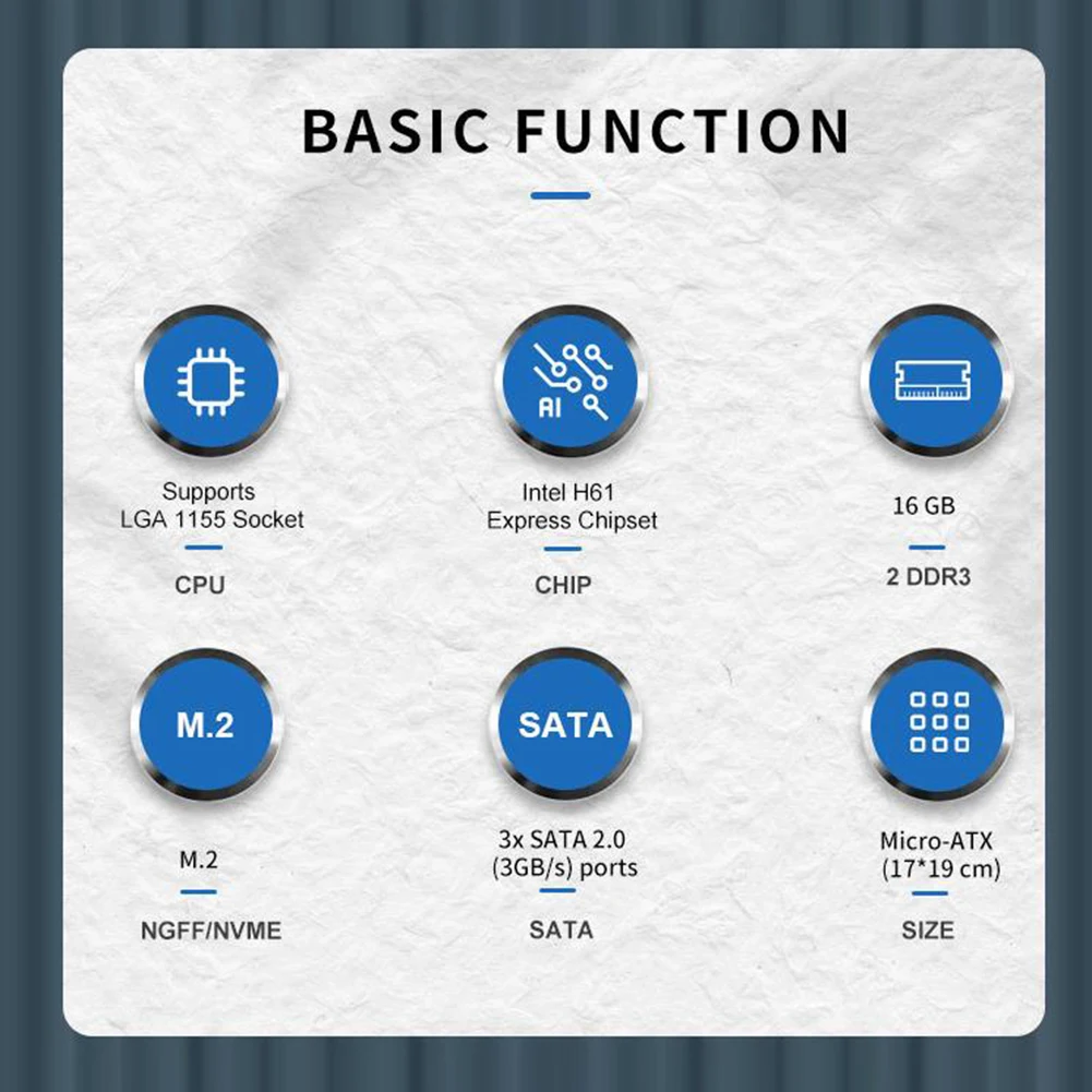 H61 PC Main Board LGA1155 Socket I3/I5/I7 CPU Computer MainBoard Support 2 X DDR3 4 X SATA 2.0 Realtek 10/100 Mbps LAN Onboard