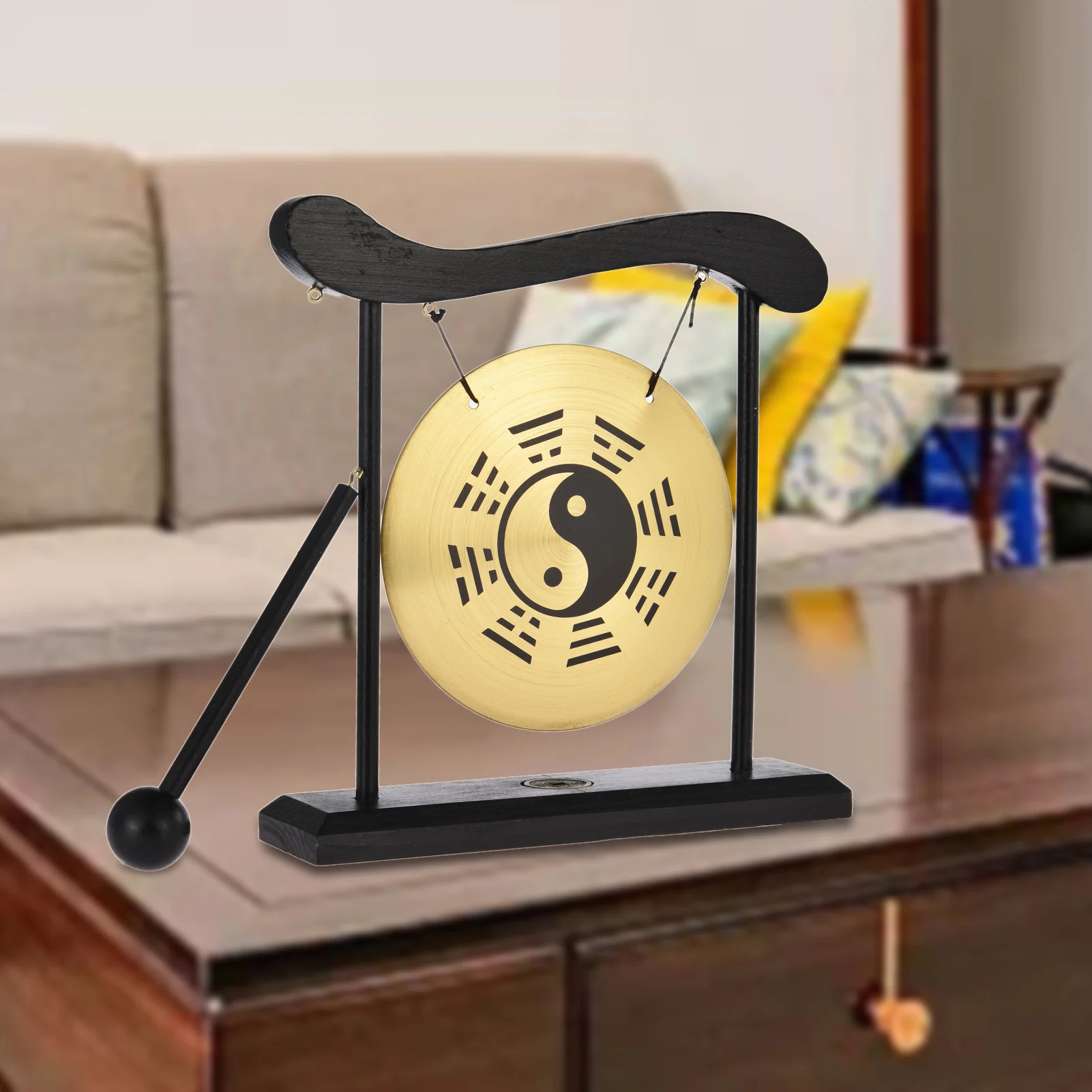 Feng Shui Desktop Gong Japanese Small Meditation Gong Percussion Instruments Zen Art Meditation Desk Bell for Yin Yang Decor
