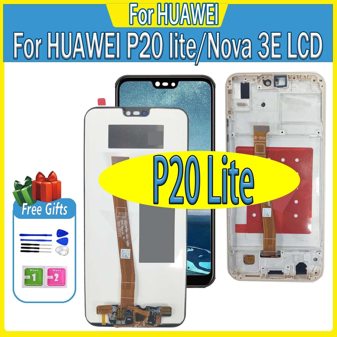 HUAWEI P20 Lite 용 5.84 ``LCD 배터리 커버 디지타이저 어셈블리..