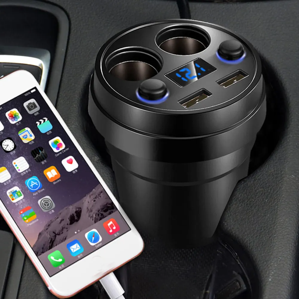 Caricabatterie Da Auto Splitter per Accendisigari, Doppia Presa USB a E