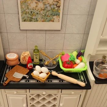 1/12 Kit di utensili da cucina in miniatura per casa delle bambole Modello di bambola Cucina Forniture per cottura Decorazione Giocattolo Micro scena Puntelli da costruzione