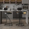 Bar Stools Upholstered Counter Height Barstools for Kitchen Island Set of 2 Modern PU Leather Dining Chairs with Footrest 1