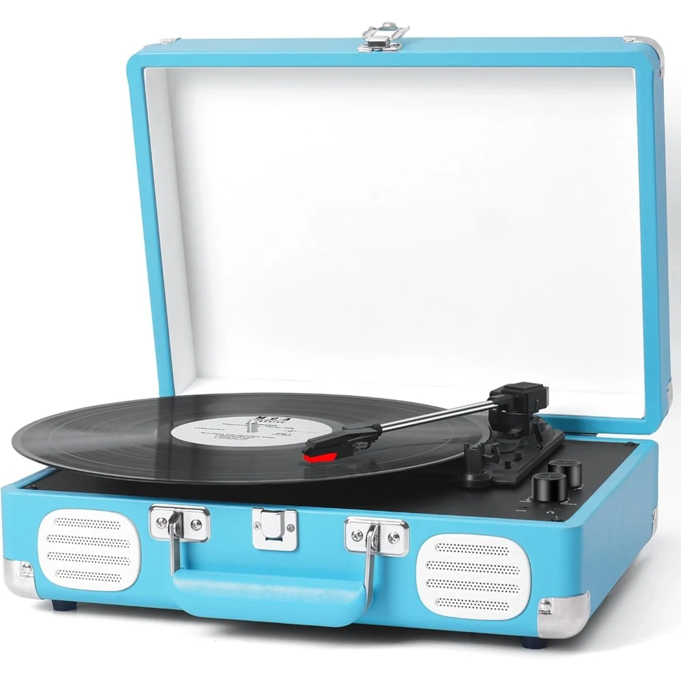 Bluetooth Portable Vinyl Phonograph with Speakers
