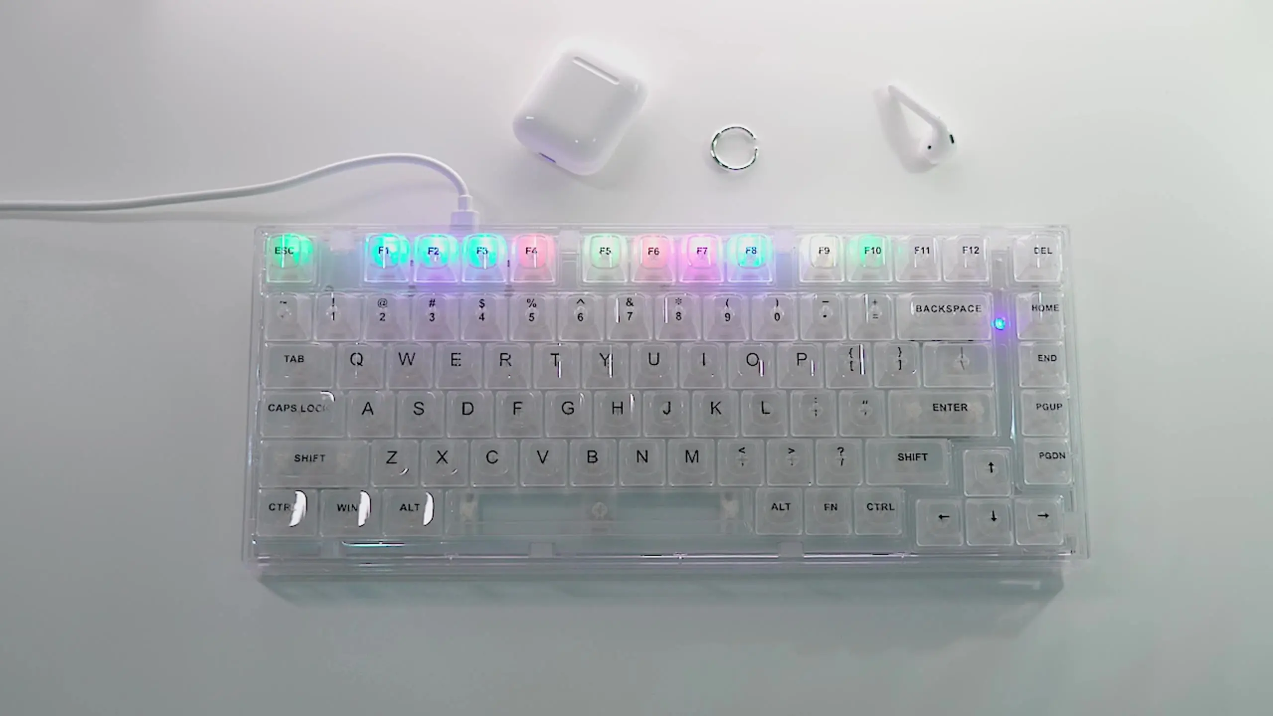 キーボード白 Yunzii-メカニカルキーボード白,82キー,ホットスワップ可能,透明