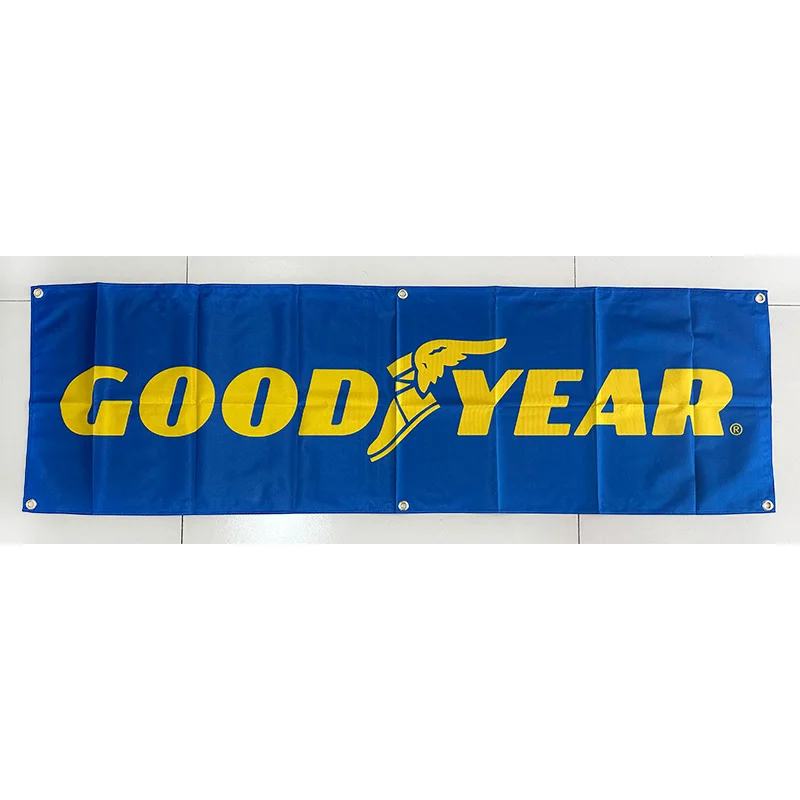 

130GSM 150D Polyester Material Goodyear Tires Banner 1.5*5ft (45*150cm) Advertising decorative Racing Car Flag yhx329