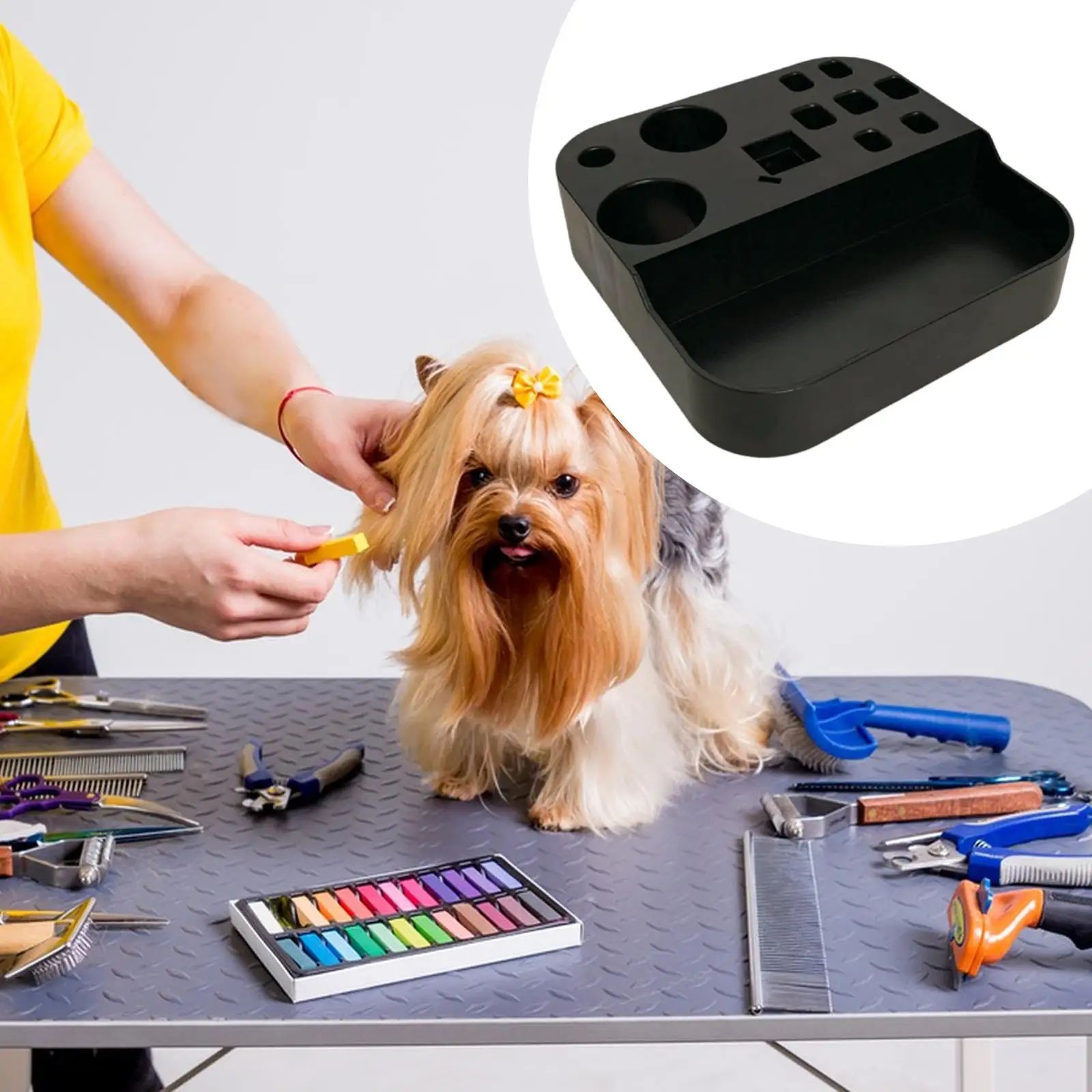Pet Grooming Tools Holder, Dog Grooming Arm Organizer, Dog & Cat Beauty Tools Storage Box ,Rotatable for Scissors ,Hairdressing