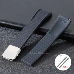 Deluxe Silicone Quick Release Waterproof Watch Strap with Universal Folding Buckle - 22mm (Grey Black)