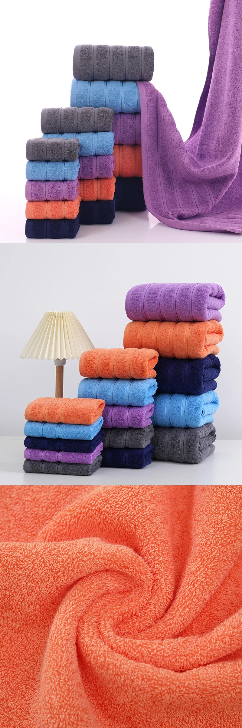 Description Picture 2 of itemThickened 100% Cotton Bath Towel Premium Striped Towel Set Combed Cotton Bath Towel Set High Hotel Bathrooml Face Towel