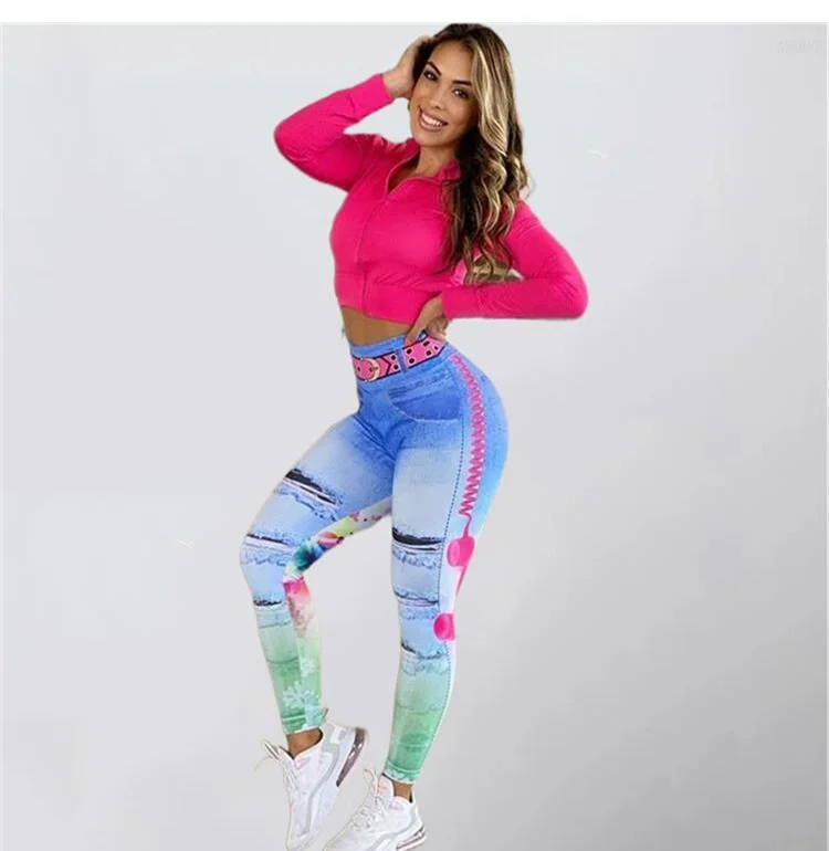 yoga pants for women Slim Pants Denim Telephone 3D Print Women Pants Push Up Running Sports Leggings Female Casual Trousers Fitness Legging fishnet leggings