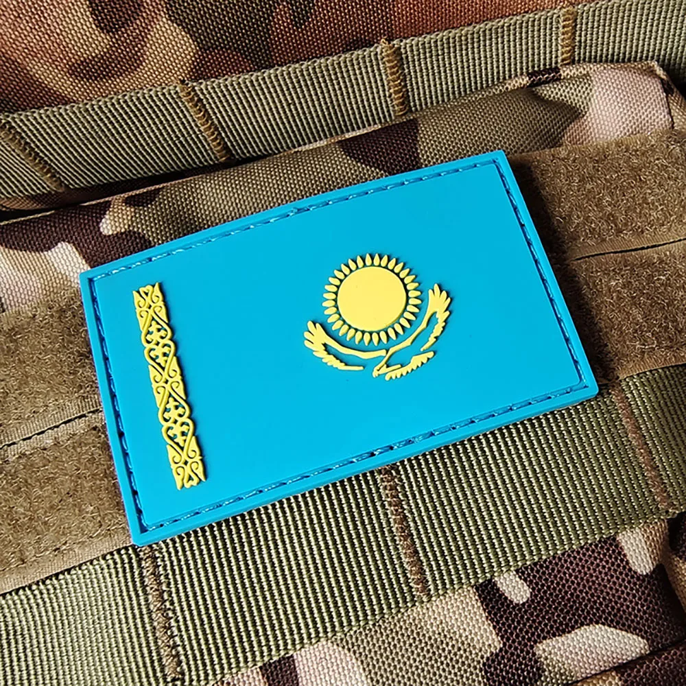 Toppe in gomma PVC ricamate con bandiera del kazakistan