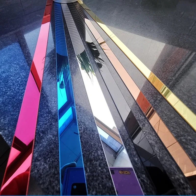 6 colors Mirror Wall Sticker 3D Home Decor Waist Line Ceiling TV background Art Wall Stickers self adhesive strips Waterproof