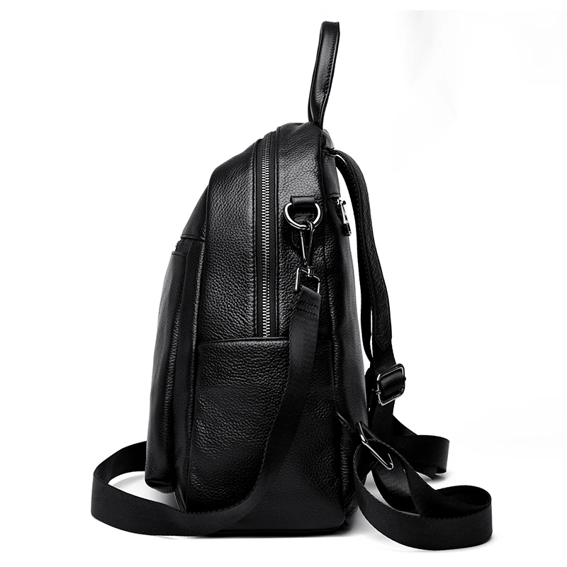 Genuine Leather Women's Backpack Fashion and Elegant Bag Soft Leather Solid Backpack Zipper Comfortable Bag For Ladies Designer 4