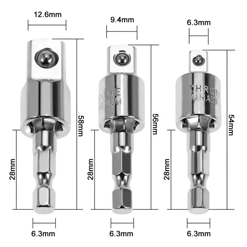 360&deg;electric Drill Air Screwdriver Sleeve Universal Adapter Hexagonal Handle to Square Head Rotary Adapter Connect Rod Tool