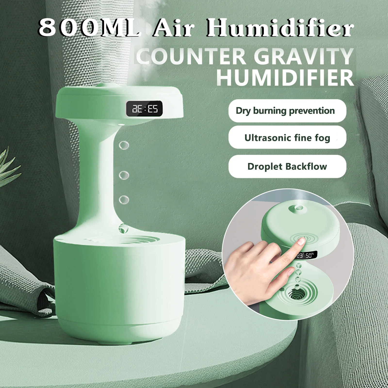 800/500ml Air Humidifier Home Antigravity Water Droplets Ultrasonic Cool Mist Maker Fogger With