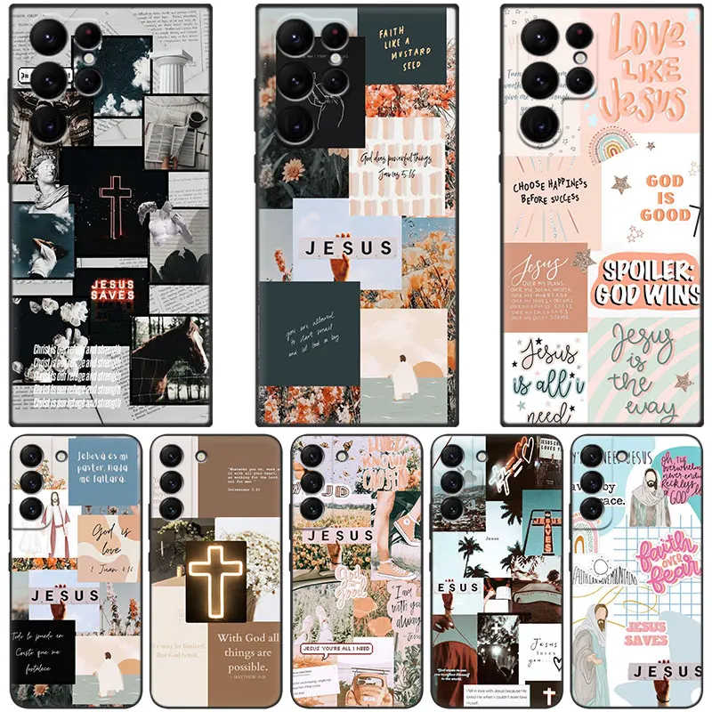Bibbia Jesus Christ Christian Cross Case Per Samsung Galaxy S23 S22 S21 Ultra S20 Fe 5G S10E S10 Lite S9 S8 Plus S7 Edge Cover
