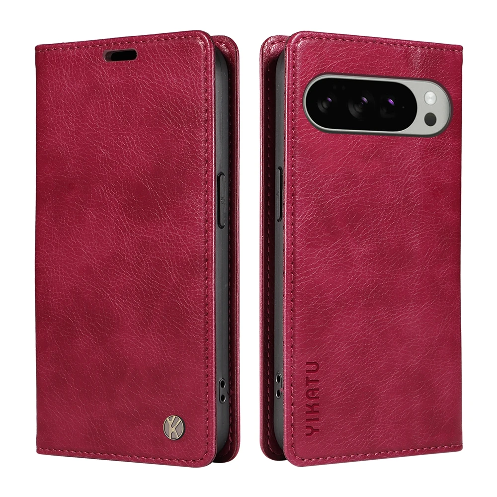 Premium Magnetic Leather Wallet Flip Case | Ultra Slim Shockproof with Litchi Texture