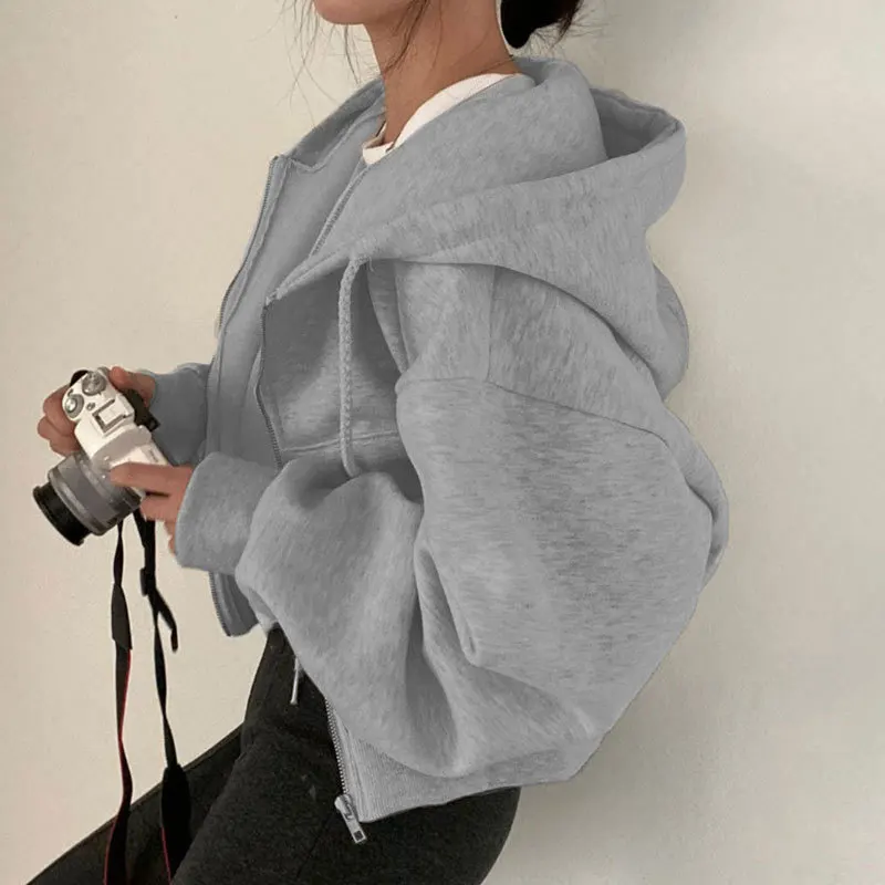 

Autumn Trend New Fashion Temperament Women's Casual and Comfortable Hooded Solid Color Long Sleeved Cardigan