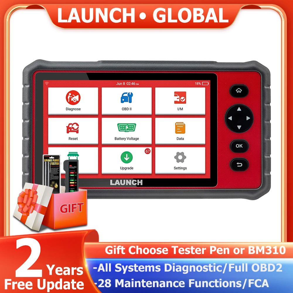

LAUNCH X431 CRP909E OBD2 Car Full System Diagnostic Tool Code Reader Scanner with 28 Reset Service Update Online PK MK808 CRP909