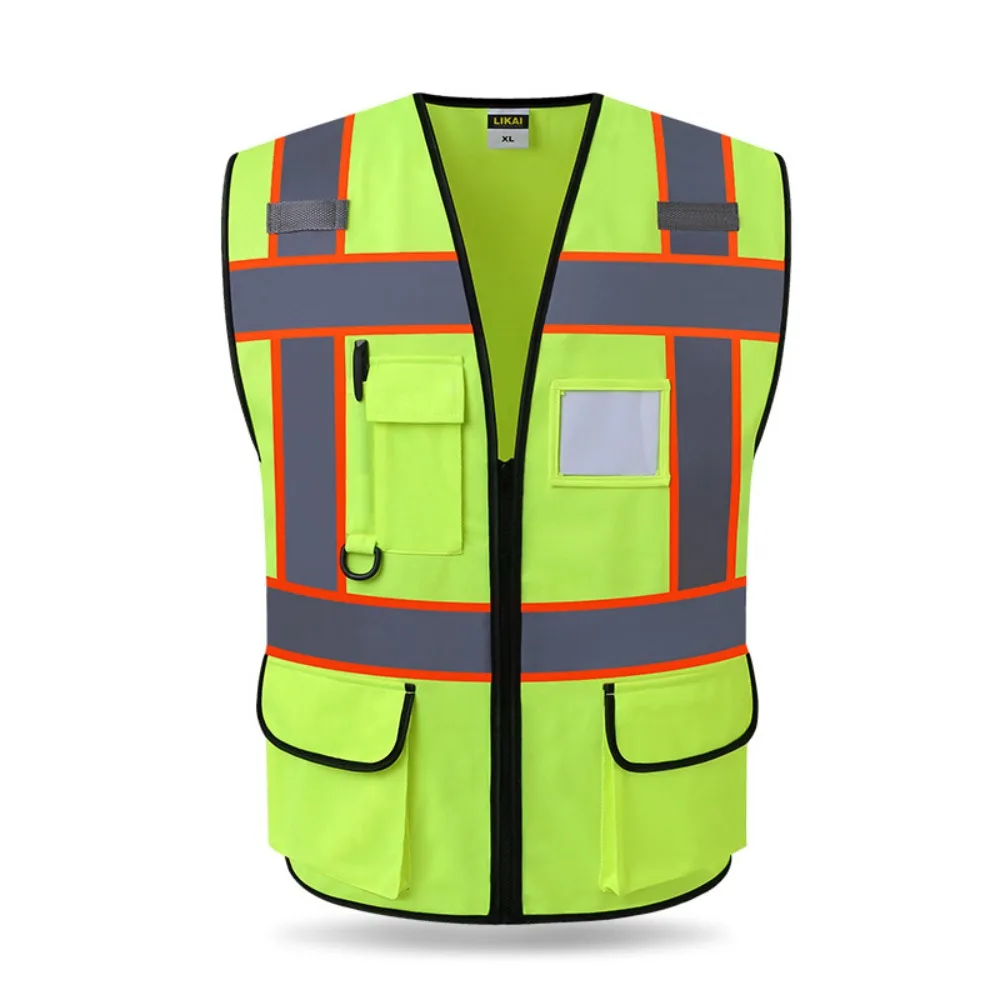 

Green Safety Vest Protective Protection Fabric Reflective Vest Construction Vest Worker Costume High Visibility