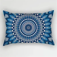30x50cm Bohemian Blue Flower Pillowcase Vintage ink plant Leaf Cushion cover Home Decor Sofa Living Room Car Waist 2