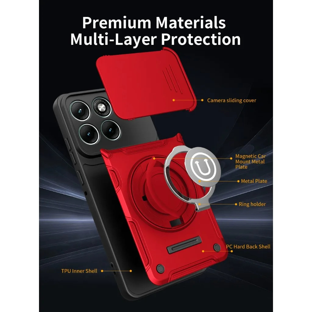 360° Ring Kickstand Phone Case with Slide Camera Cover