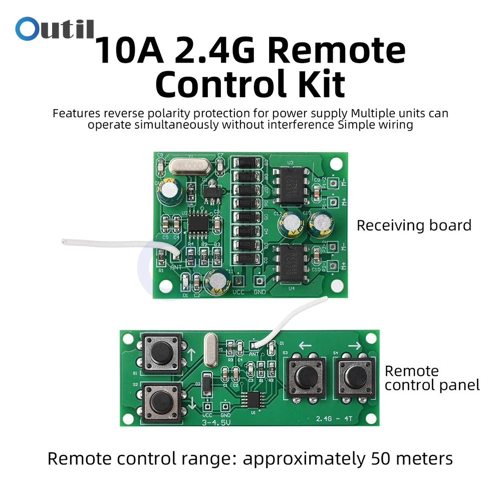 Kit Scheda di Controllo Remoto Wireless a 4 Canali 2.4G con Trasmissione Stabile per Auto RC, Barche, Carri Armati e Progetti Fai-da-Te - immagine 4