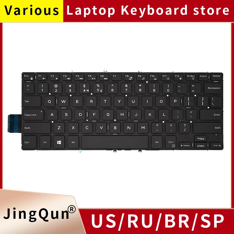 Teclado Portátil com Luz de Fundo para Dell Vostro 14 5468 5471 Latitude 3379 3390 3490 P61f P69g us Russo br sp