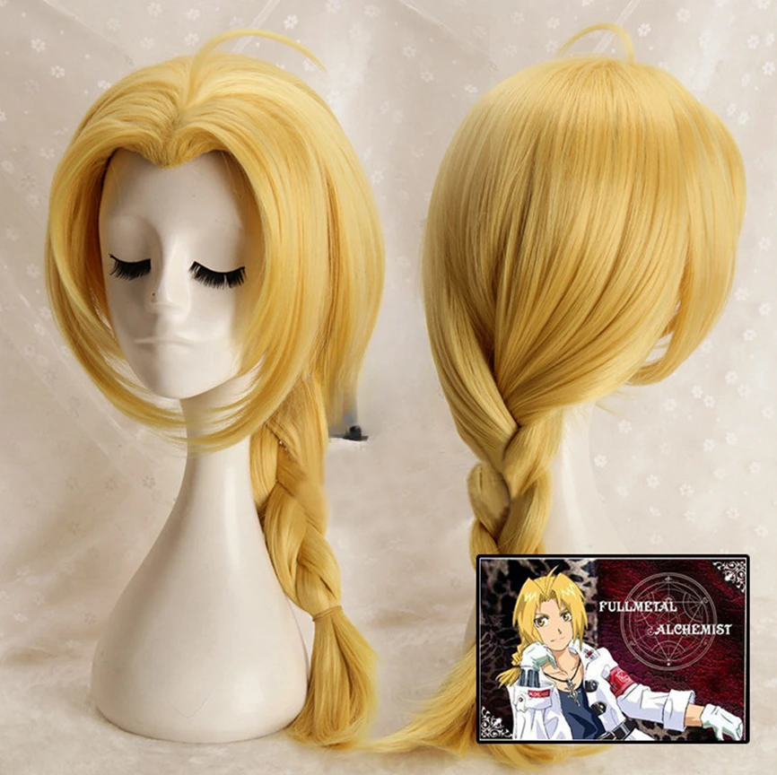 

Anime Fullmetal Alchemist Edward Elric 65cm Long Braided Wig Heat Resistant Perucas Cosplay Wigs