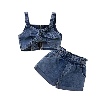 Girls Tie-Up Crop Top & Shorts Set 1