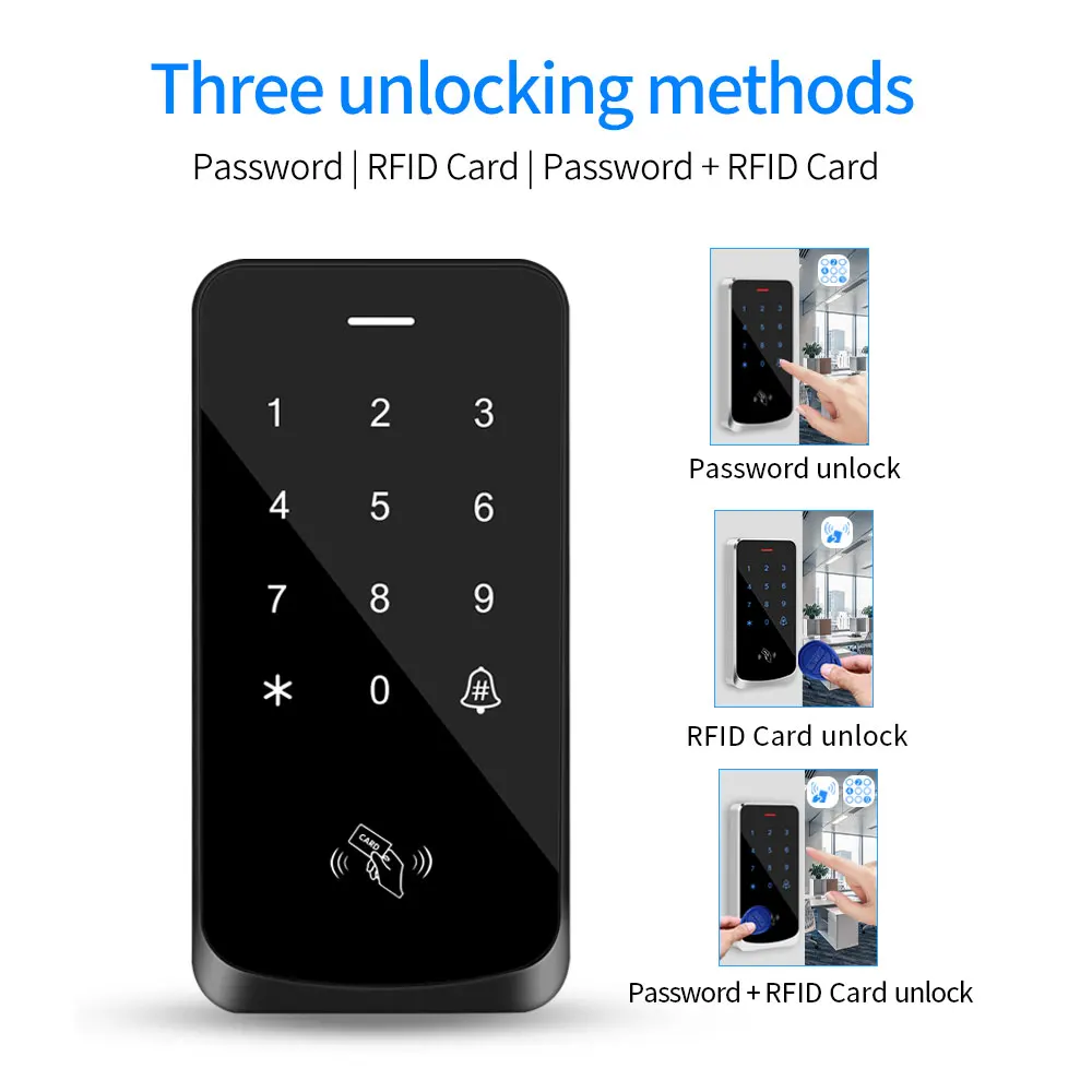 Access Control System IP67 Waterproof RFID EM Door Lock Opener Keypad Backlight Touch Screen Wiegand 26 34 Card Reader access control keypad