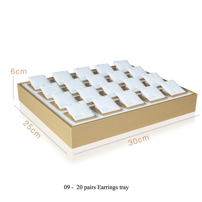 Organizer Case Jewellery Display Ring Tray Earring Holder Various Models Wholesale Luxury Gold White PU Necklace Jewelry