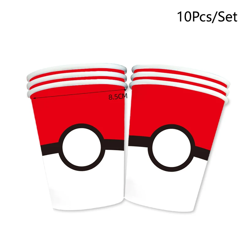 Disposable Tableware Pokemon Birthday Party Decorations Tablecloth Cups Plates Paper Napkins Backdrop Pikachu Balloons Banner Kids Gifts