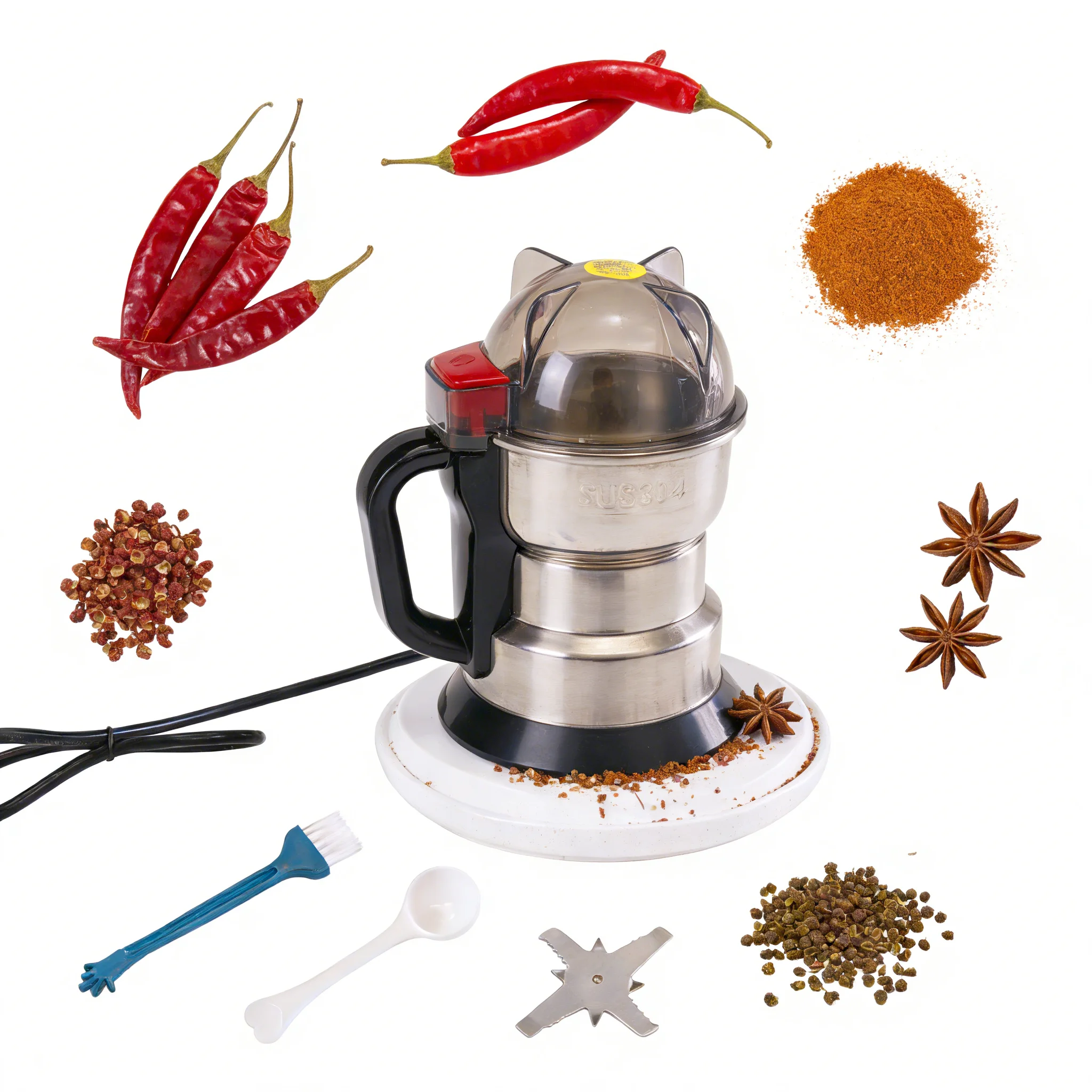 600W 220V Electric Food Grinder Crusher 300ml Ultrafine Pulverizer for Coffee Bean Spice Pepper Grain Mill Household Use Home 6