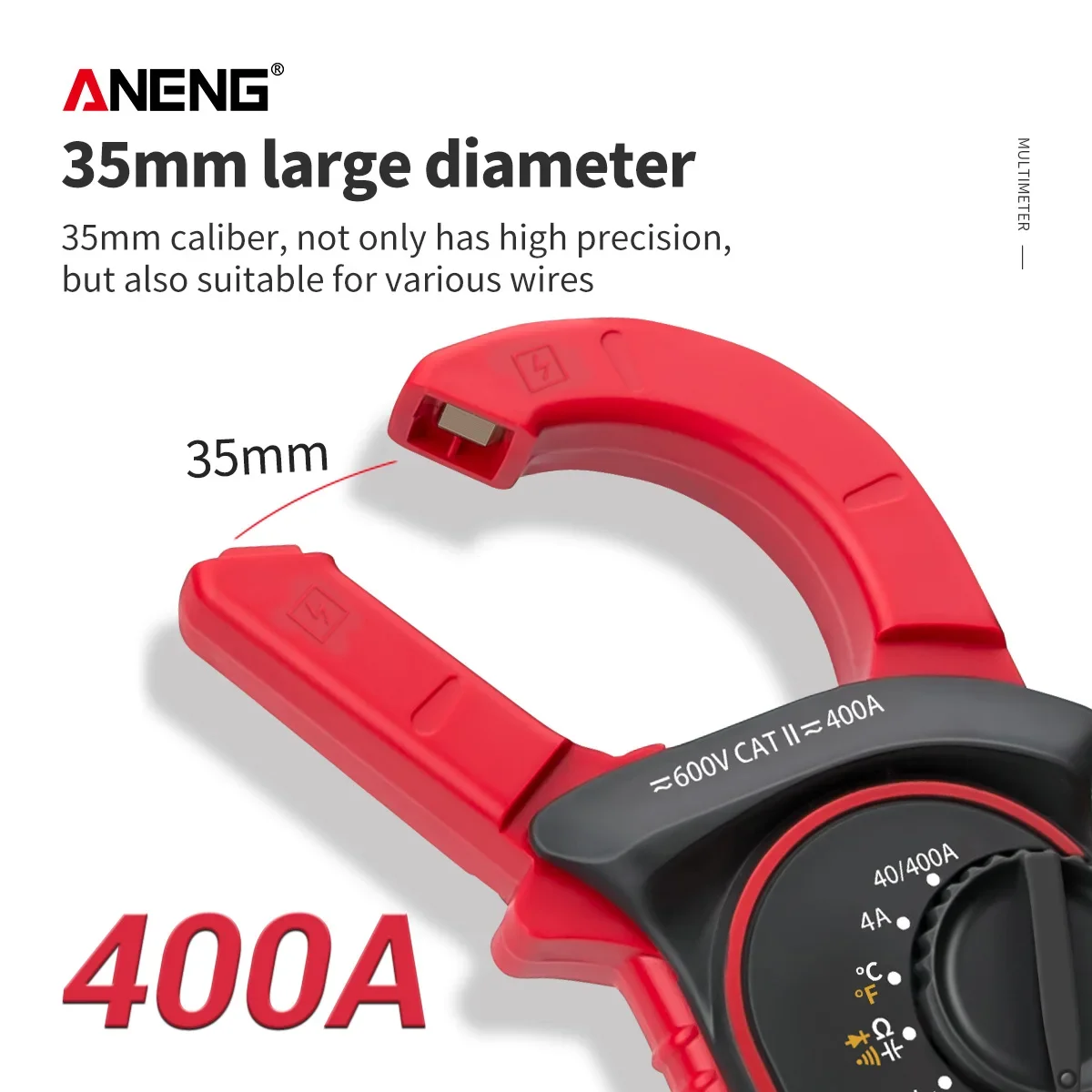 ANENG ST202 디지털 클램프 미터 400A AC 전류 600V AC/DC 전압 저항 커패시터 다이오드 온/오프 온도 측정