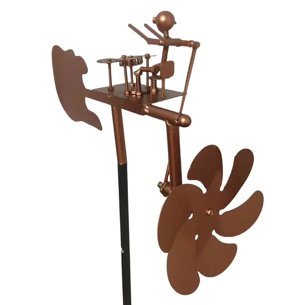 Metal Wind Spinner Metal Drummer Windmill Statue Wind Power Percussionist Decor for Garden Yard Patio Lawn Porch Backyard