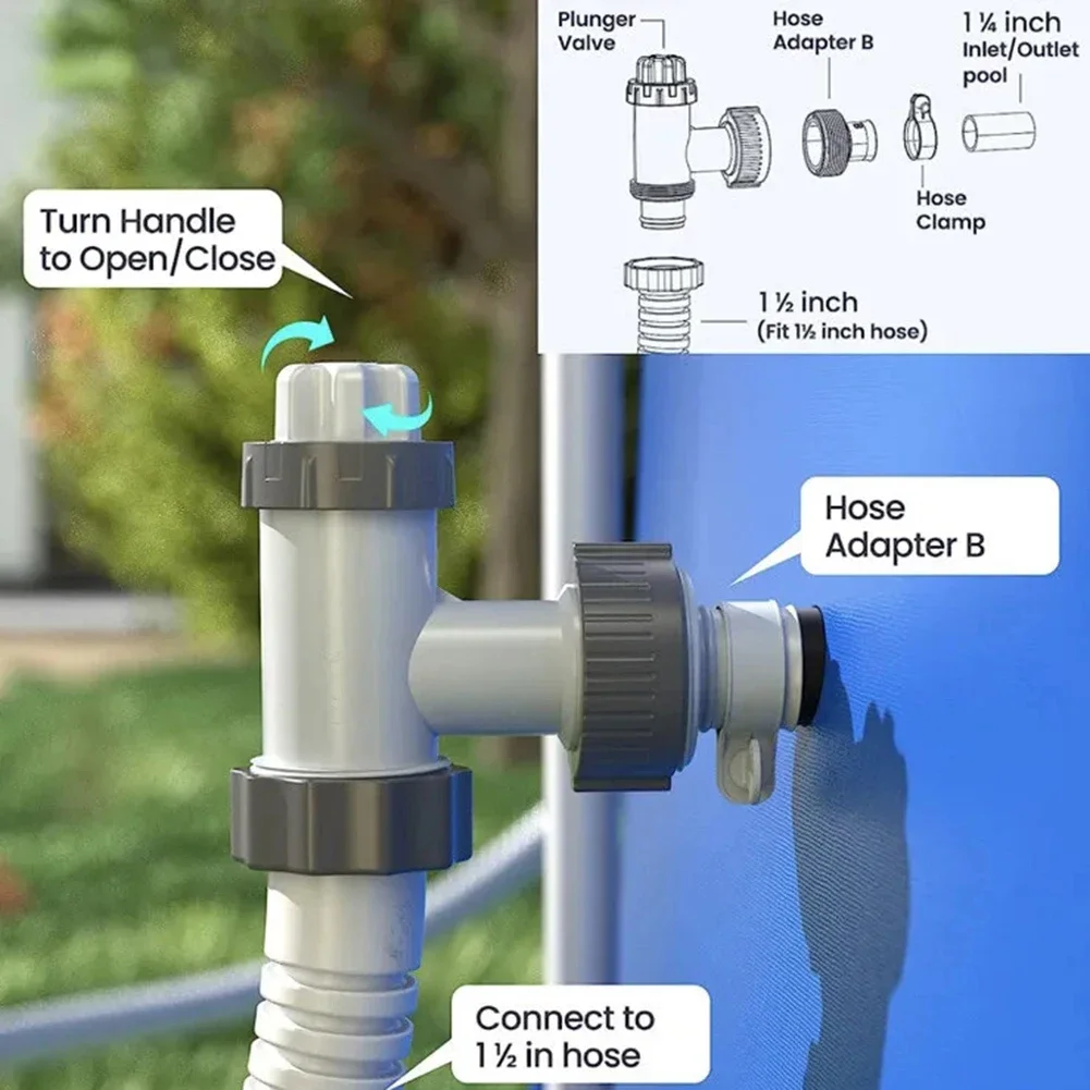 1SET Pool Plunger Valve plastic Type B Hose Adapter Replacement Ground swimming pool sand filter pump outdoor pool accessories