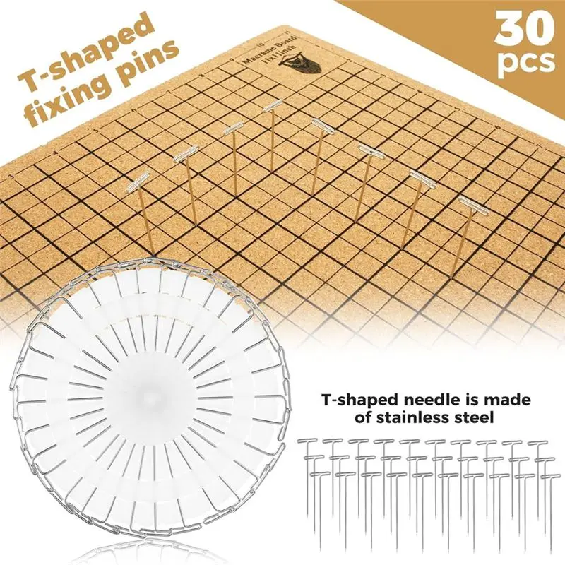 YLS-마크라메 보드 및 핀, 12X12인치 마크라메 프로젝트 보드, 팔찌 스카프 공예용 마크라메 공예 보드