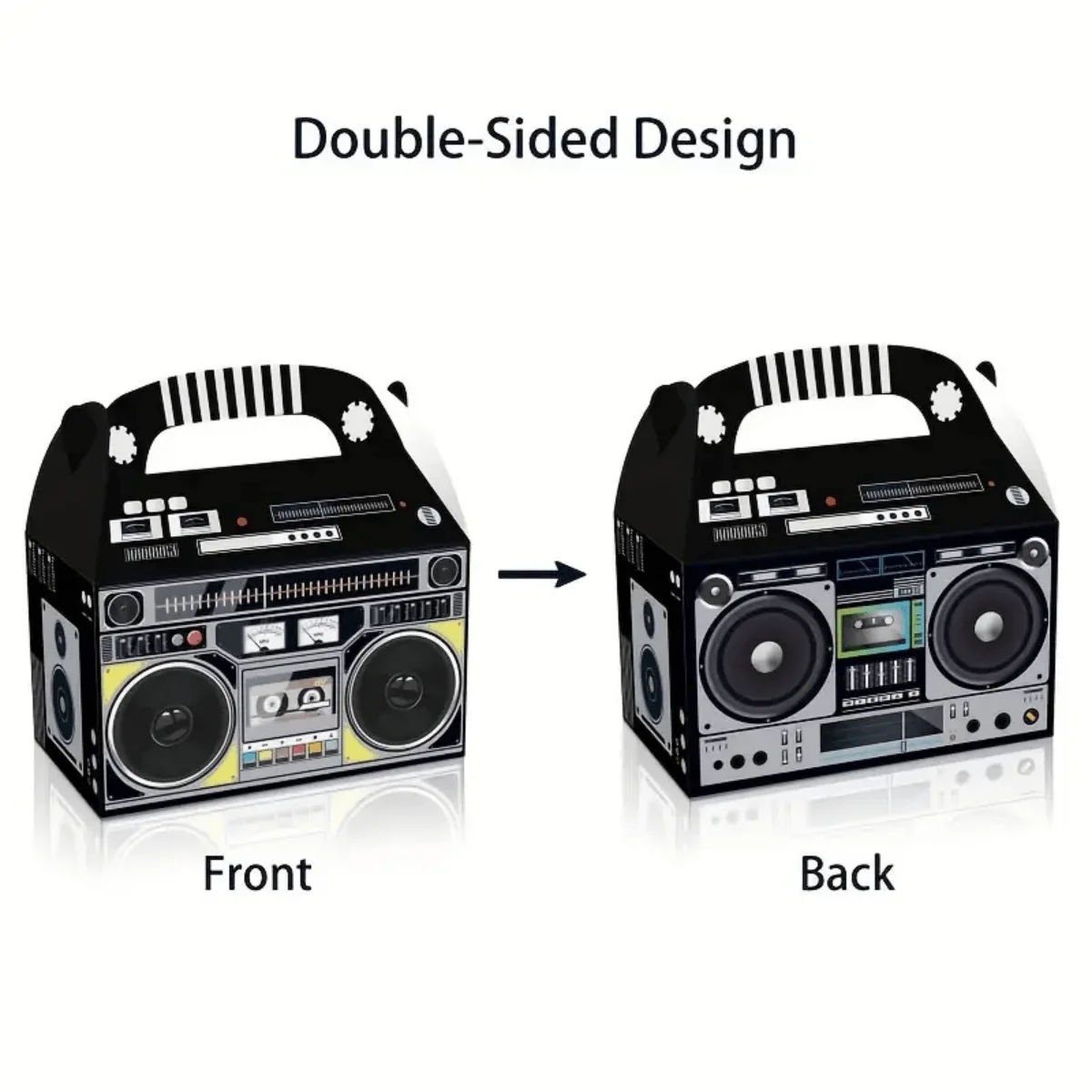 12Pcs, Radio Shaped Gift Box With Handle,90's Theme Party Supplies,Retro Bag For Keeping Candy Popcorn,Small Toys,Packaging Box 5