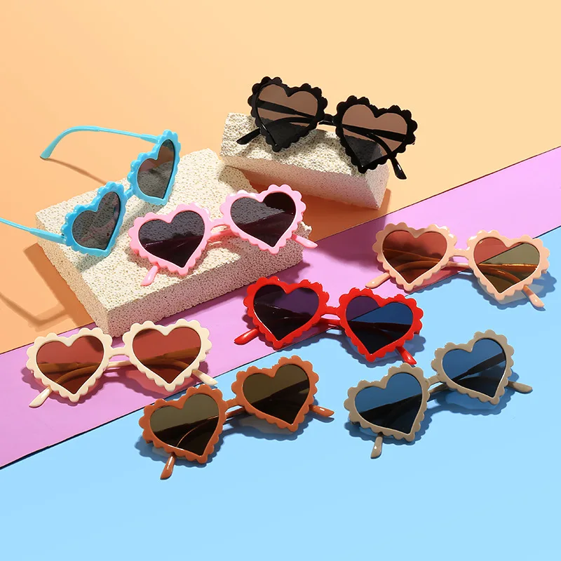 Cute Baby Cartoon Glasses Heart Shaped Fashion Boys And Girls UV Resistant Personalized Children's Love Sunglasses