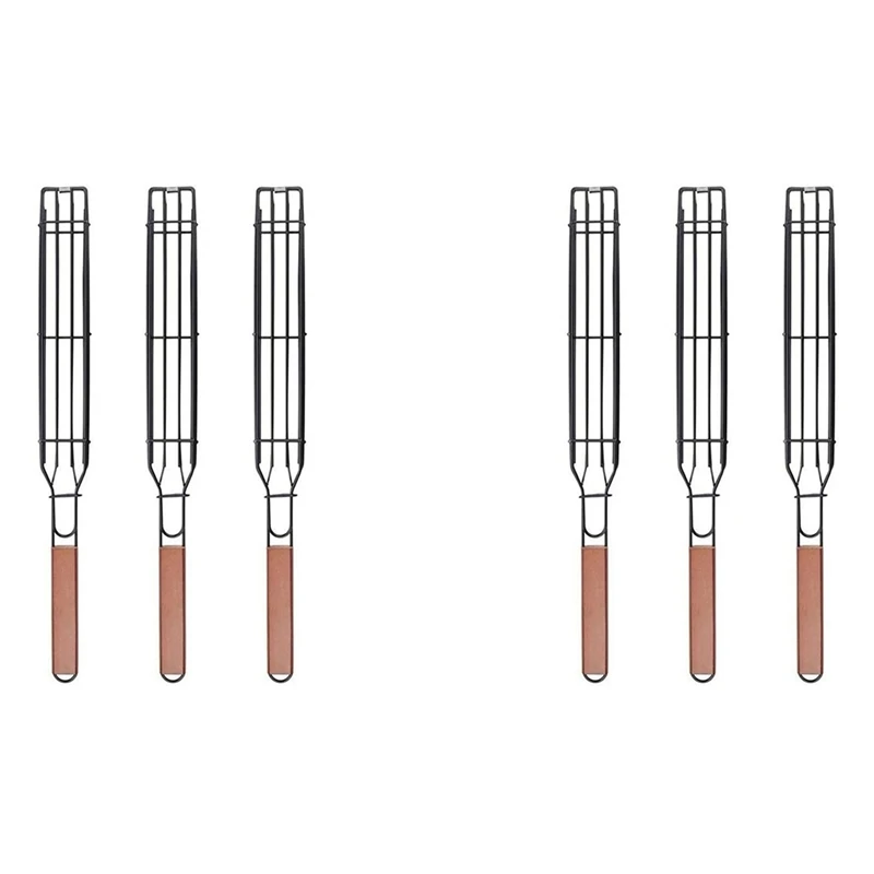 

6 шт. корзина для барбекю и гриля, антипригарная корзина для барбекю, инструменты для гриля, сетчатые кухонные аксессуары 49x4,8x3,5 см