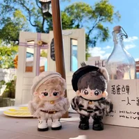 Baby clothes 10cm, 20cm, 15cm, Leopard Rich set, cotton doll clothes, rabbit fur top, leather beret 1