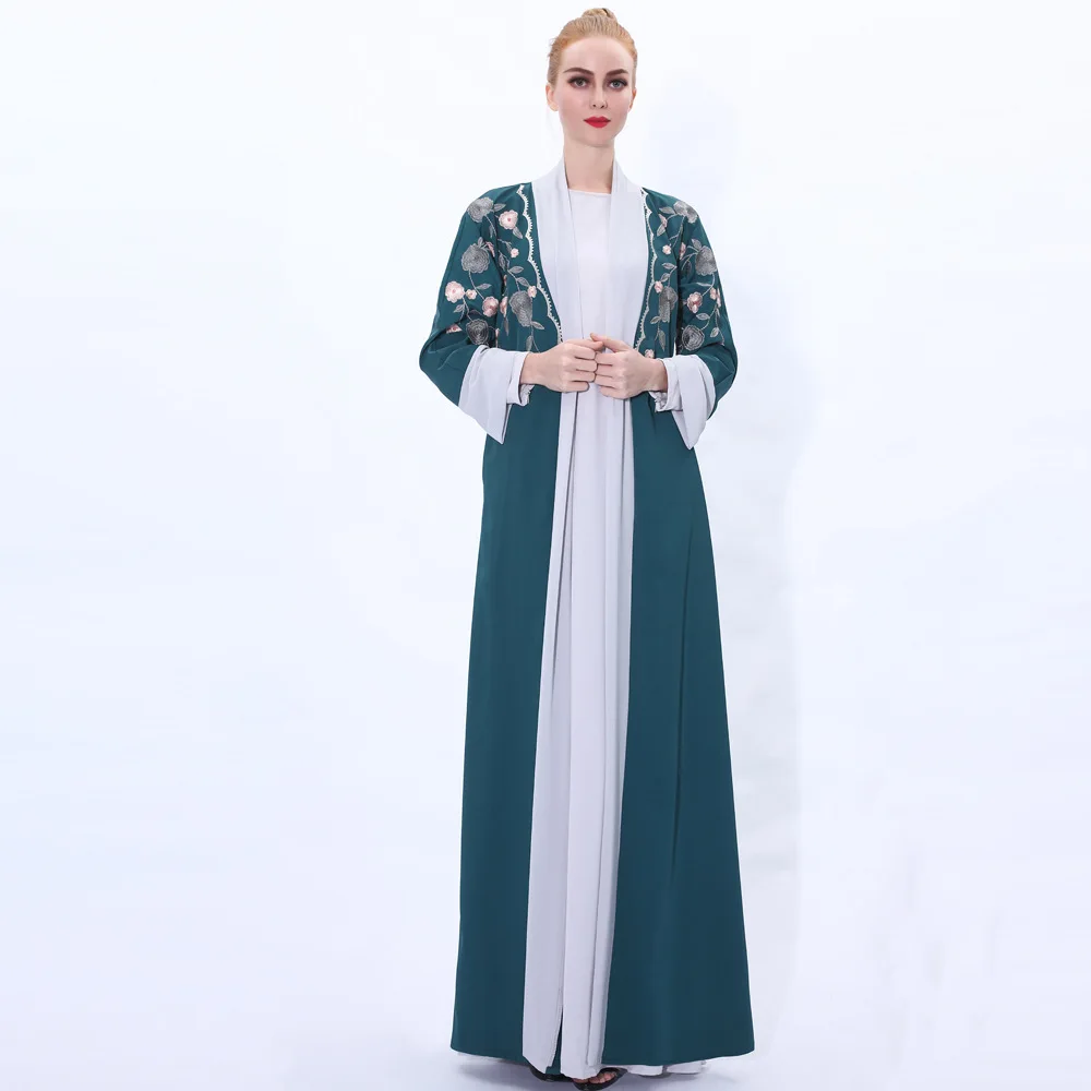 

Embroidery Abayas for Women Muslim Kimono Cardigan Dubai Turkey Kaftan Eid Ramadan Islamic Jalabiya Arabic Robe Party Dress Gown