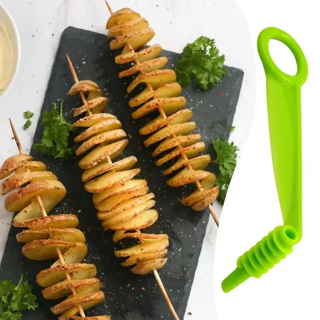 1PC พลาสติกหมุนเครื่องตัดมันฝรั่ง Twisted มันฝรั่งแตงกวาแครอทเกลียว Slice เครื่องตัดผักสร้างสรรค์เครื่องมือครัว Gadgets 4